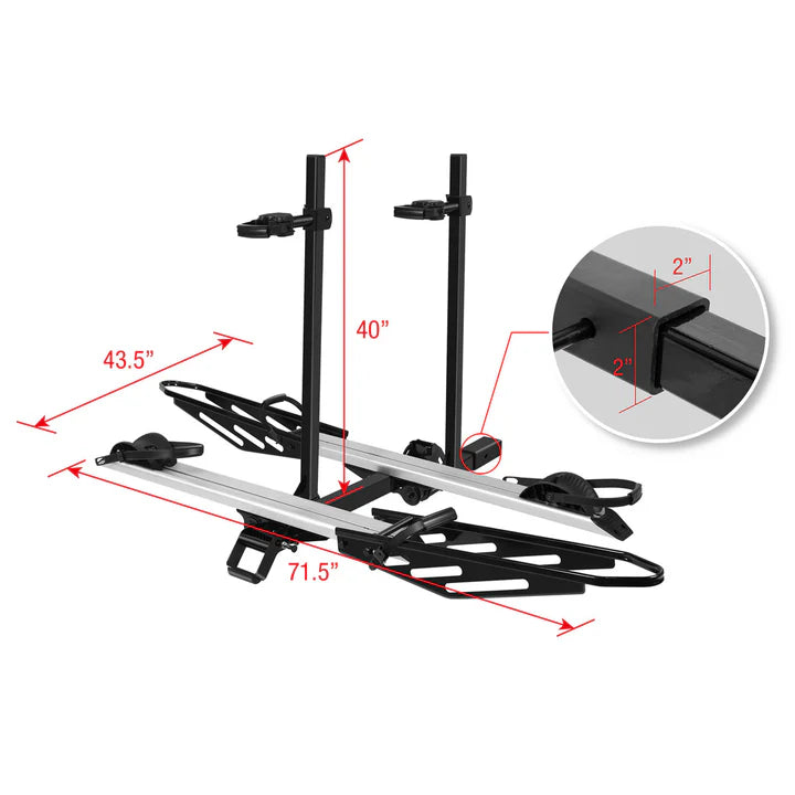 2-Bike E-bike Hitch Rack, EZ-FOLD Fat Tire Electric Bike Carrier