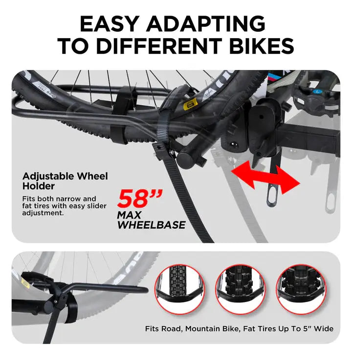 2-Bike Hitch Rack, Fat Tire Bike Carrier for Step-Through Bikes - eJOEbike