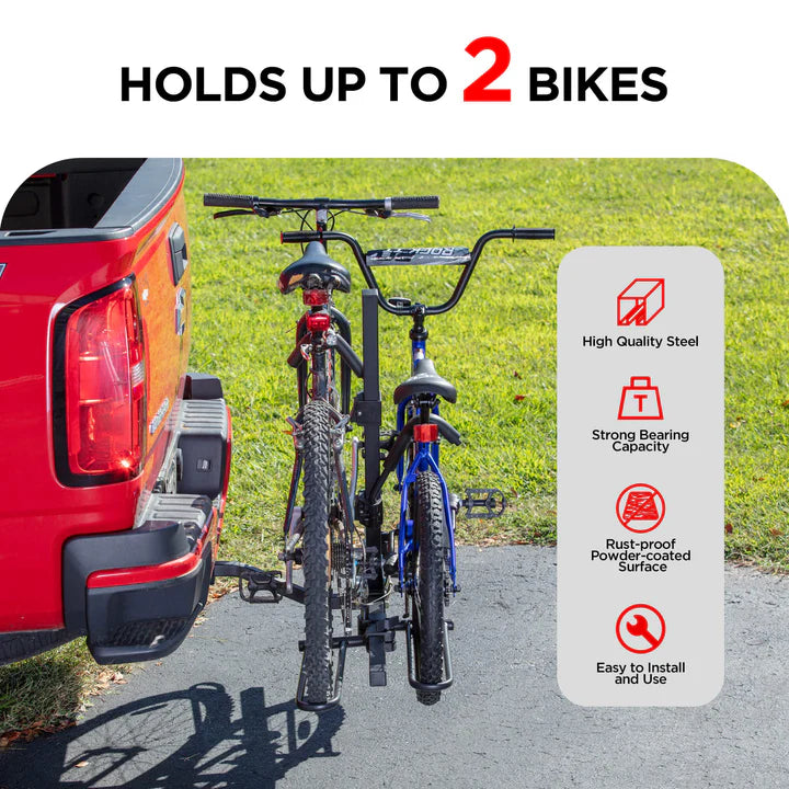 2-Bike Hitch Bike Rack, Pin Clip Folding Bike Carrier