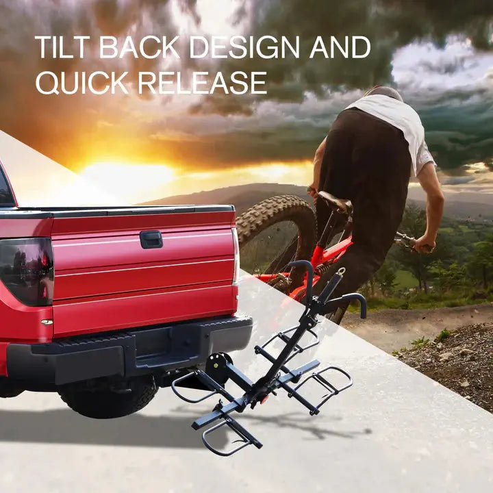 2-Bike Hitch Bike Rack, Folding Fat Tire Bike Carrier, 200 LBS, 2'' Receiver - eJOEbike
