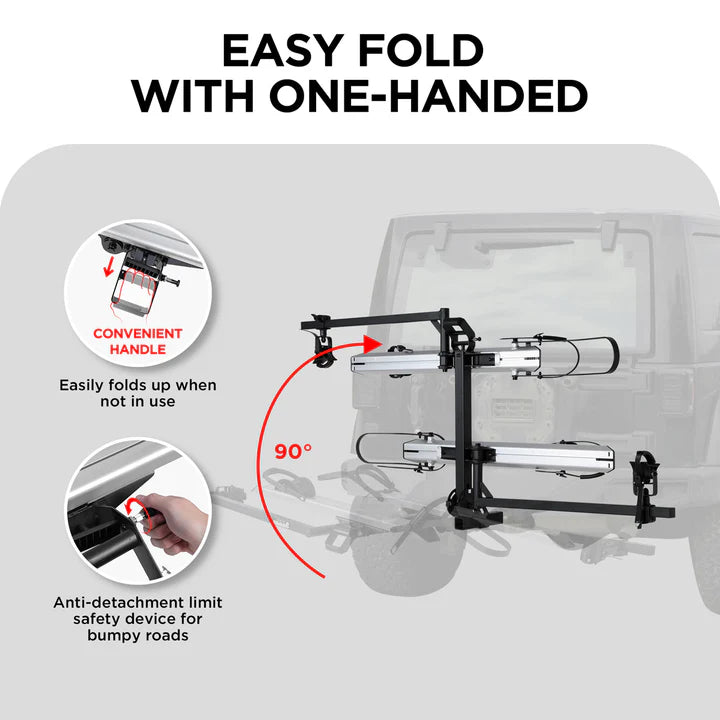 2-Bike Hitch Electric Bike Rack, Folding Fat Tire E-Bike Carrier