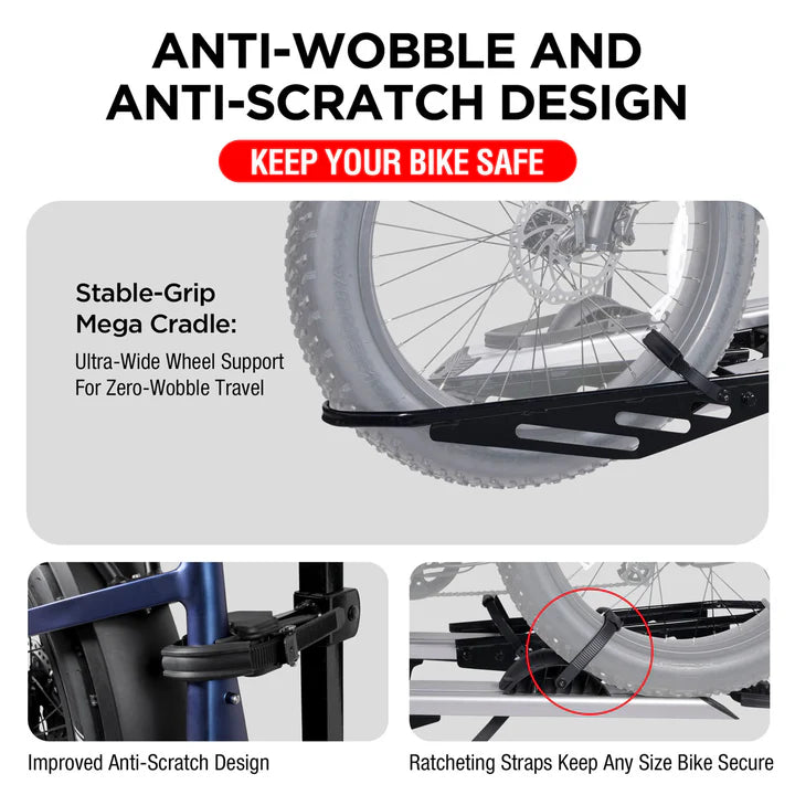 2-Bike Hitch E-bike Rack with Ramp, Fat Tire Electric Bike Carrier