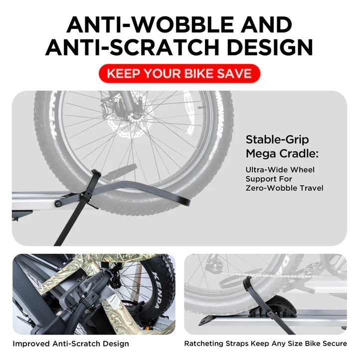 2-Bike Hitch Electric Bike Rack, Folding Fat Tire E-Bike Carrier