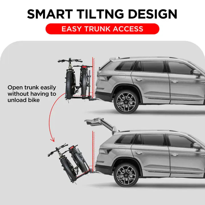 2-Bike Hitch Electric Bike Rack, Folding Fat Tire E-Bike Carrier - eJOEbike