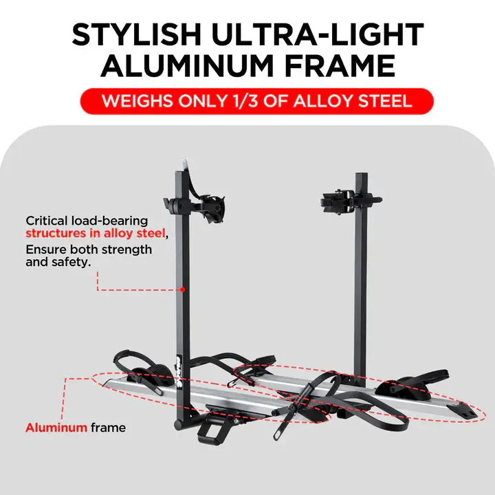 2-Bike Hitch Electric Bike Rack, Folding Fat Tire E-Bike Carrier - eJOEbike