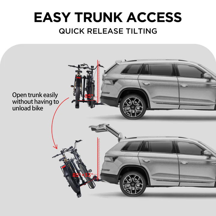 2-Bike Hitch E-bike Rack with Ramp, Fat Tire Electric Bike Carrier