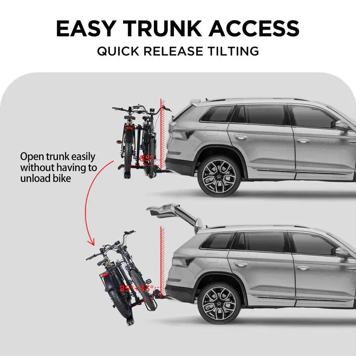 2-Bike Hitch E-bike Rack with Ramp, Fat Tire Electric Bike Carrier - eJOEbike