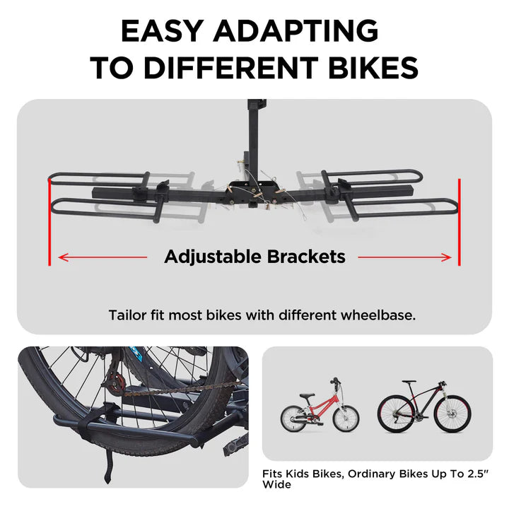2-Bike Hitch Bike Rack, Pin Clip Folding Bike Carrier