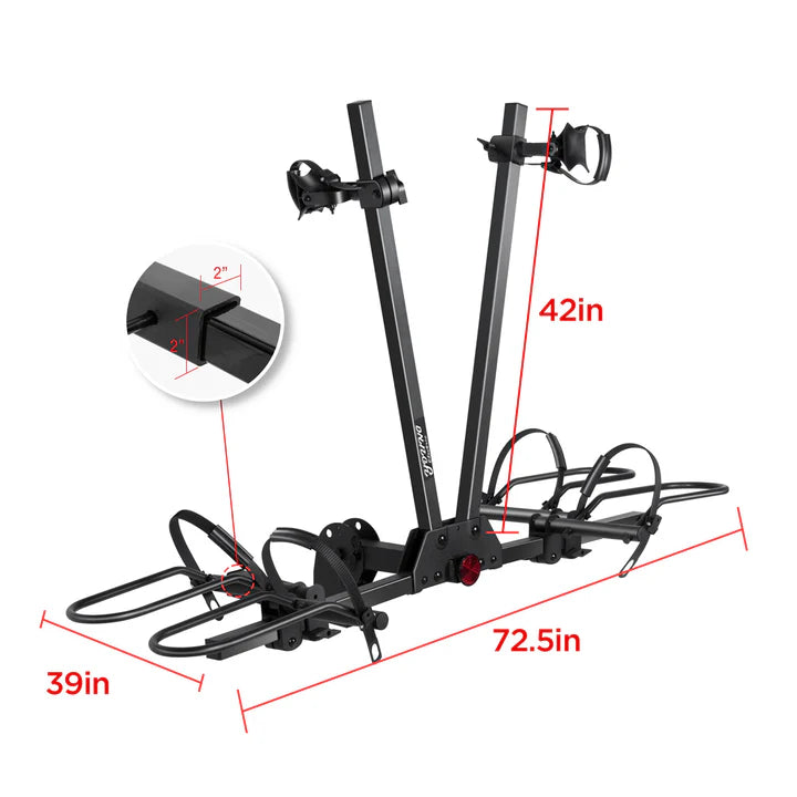 2-Bike Hitch Rack, Fat Tire Bike Carrier for Step-Through Bikes