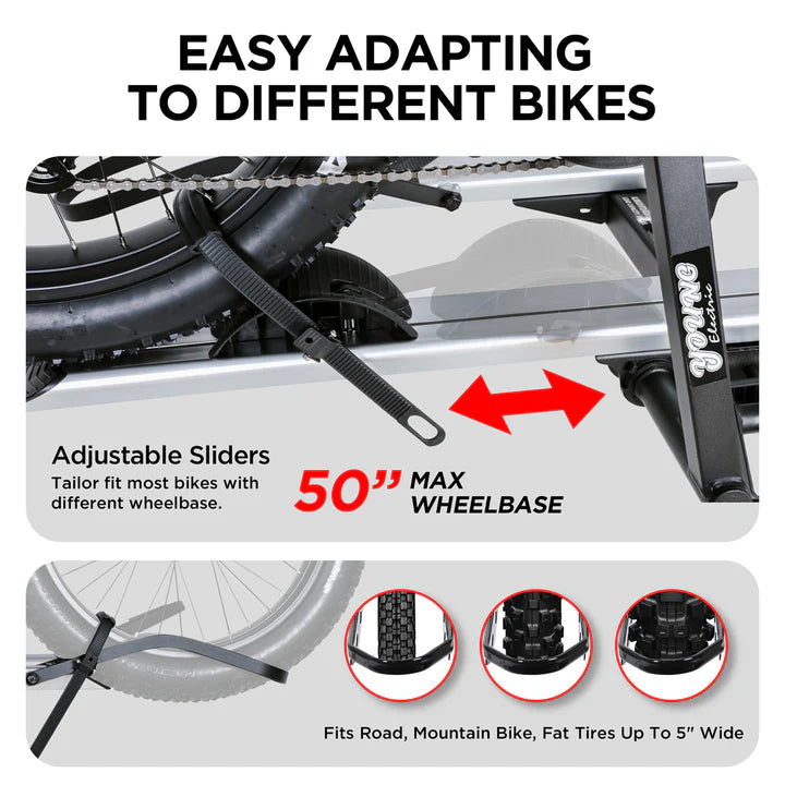 2-Bike Hitch Electric Bike Rack, Folding Fat Tire E-Bike Carrier