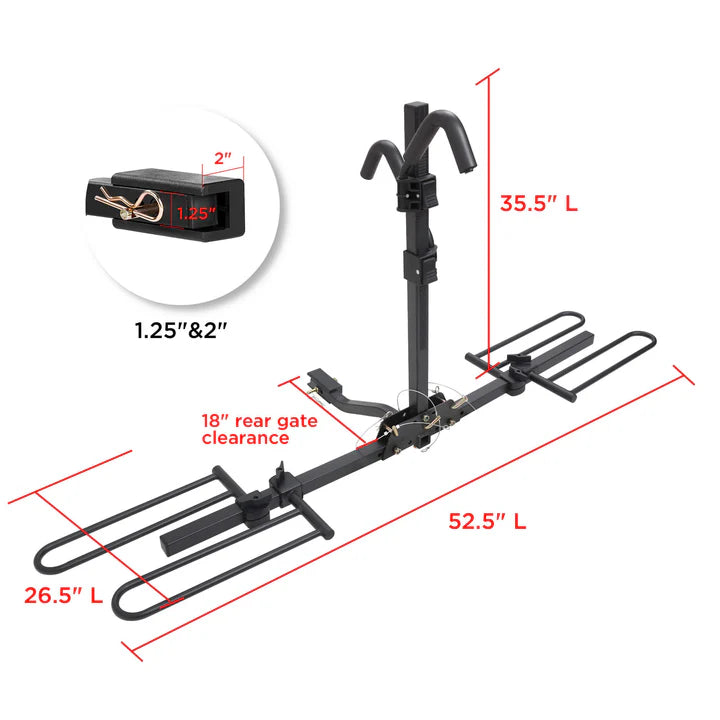 2-Bike Hitch Bike Rack, Pin Clip Folding Bike Carrier