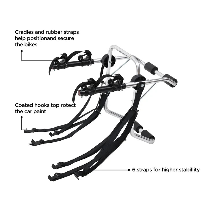 2-Bike Trunk Mount Rack, Lightweight Aluminum Bike Carrier