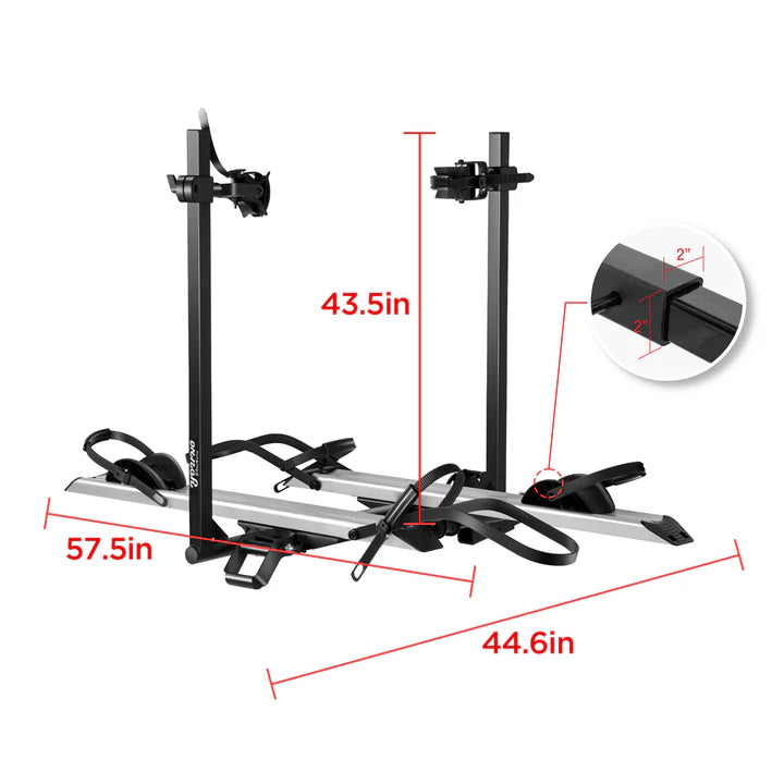 2-Bike Hitch Electric Bike Rack, Folding Fat Tire E-Bike Carrier
