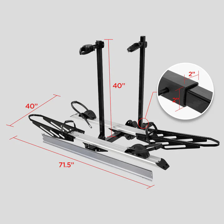 2-Bike Hitch E-bike Rack with Ramp, Fat Tire Electric Bike Carrier