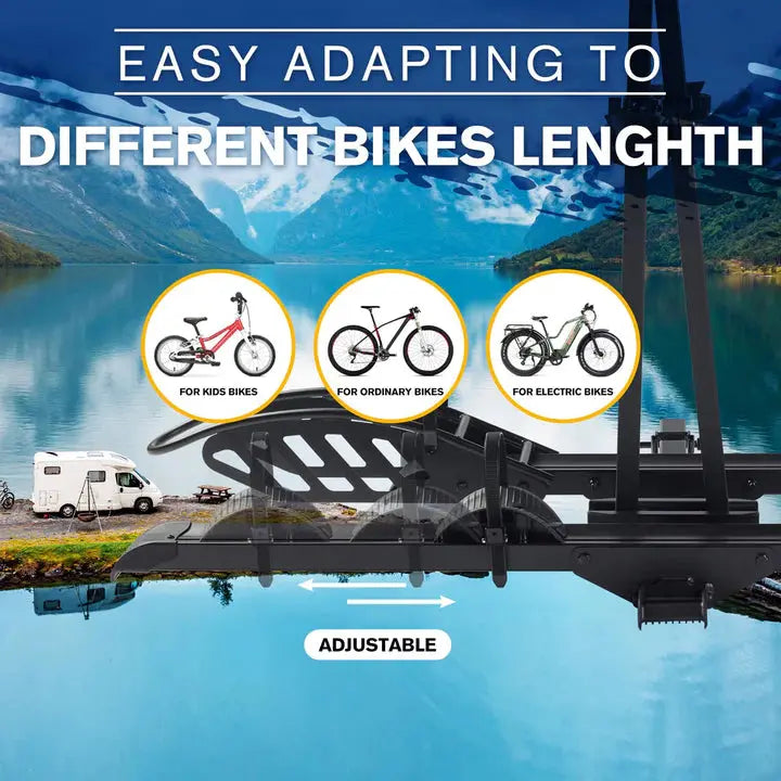 2-Bike Hitch Electric Bike Rack, Folding Fat Tire E-Bike Carrier, 200 LBS Capacity, Fits 2'' Receiver - eJOEbike