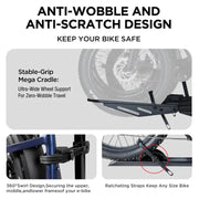 3-Bike Hitch E-bike Rack with Ramp, Fat Tire Electric Bike Carrier, 250 LBS Capacity, Fits 2'' Receiver - eJOEbike