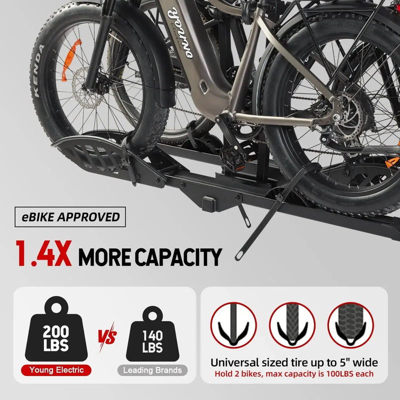 Young Electric MATE R Foldable Hitch Bike Rack | 2’’ Receiver, 200 LBS Capacity eJOEbike