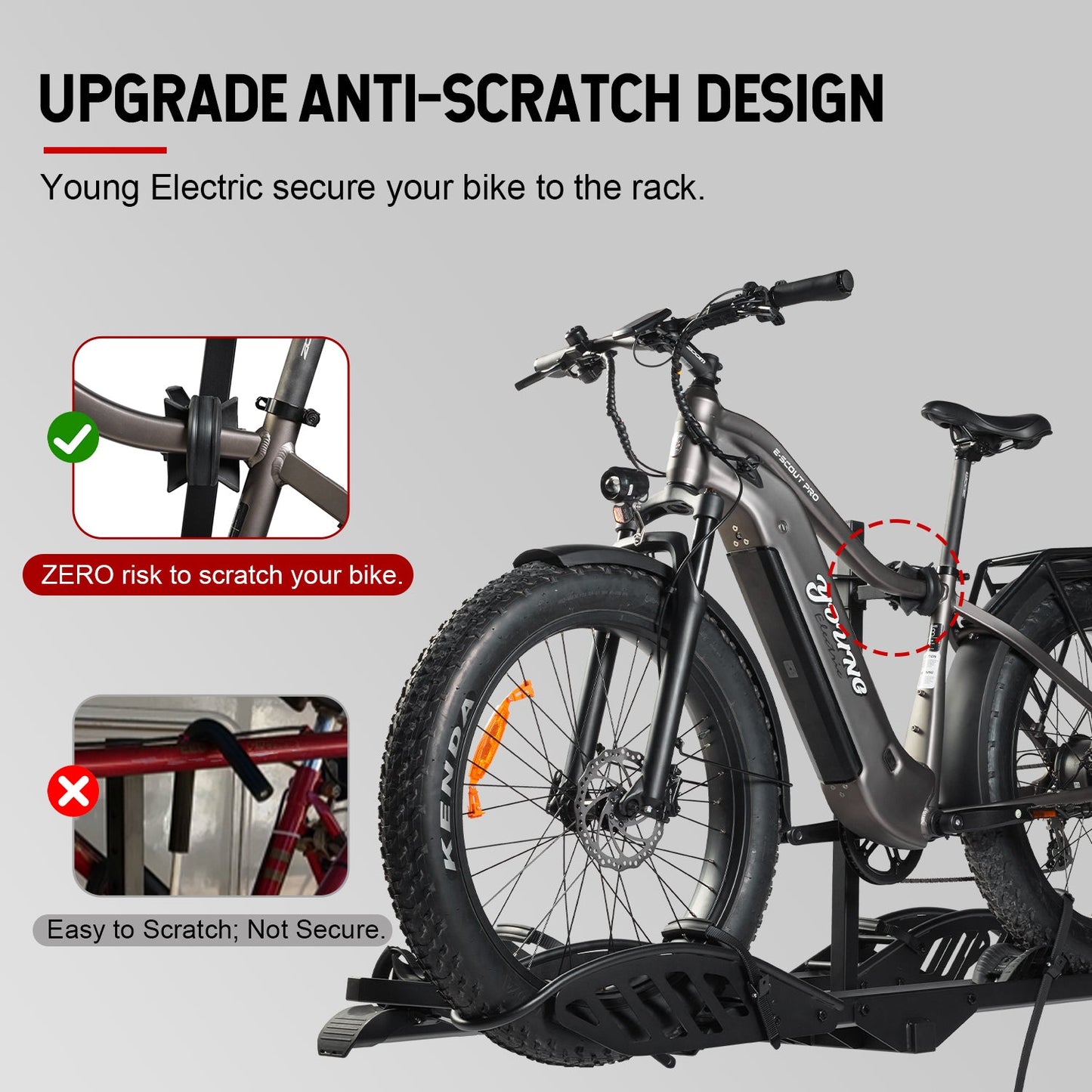 Young Electric MATE R Foldable Hitch Bike Rack | 2’’ Receiver, 200 LBS Capacity (Open Box)