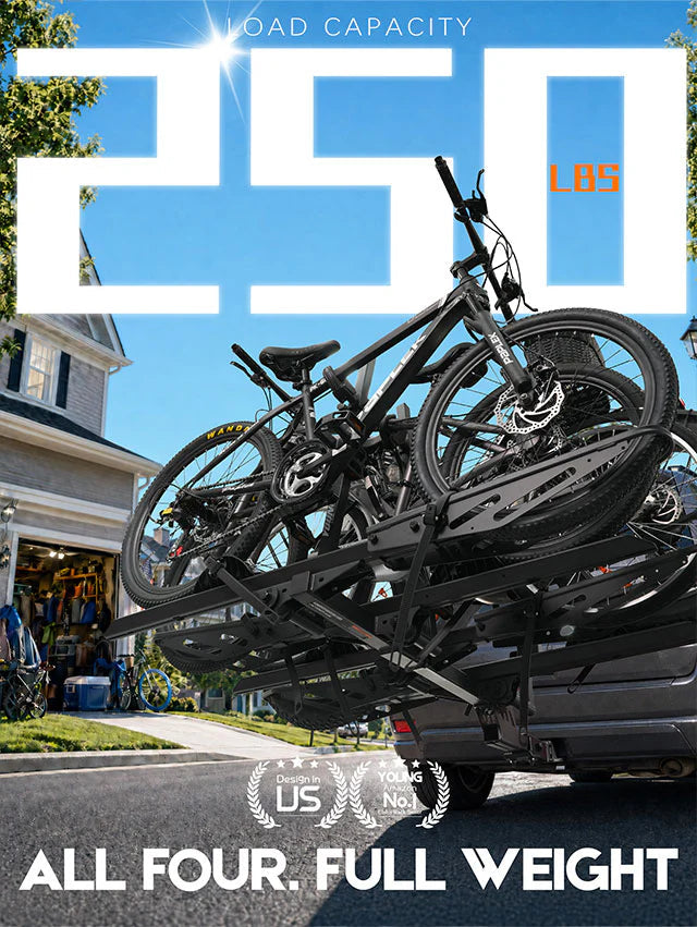 Hitch E-bike Rack | 2+2 Add-On, Expandable 4-Bike, 250lbs 