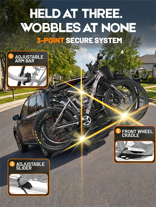 Hitch E-bike Rack | 2+2 Add-On, Expandable 4-Bike, 250lbs 