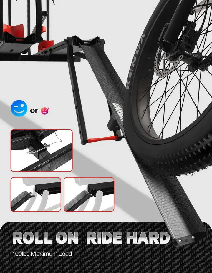 200lbs Capacity Tire-Clamp E-bike Rack with Ramp - eJOEbike
